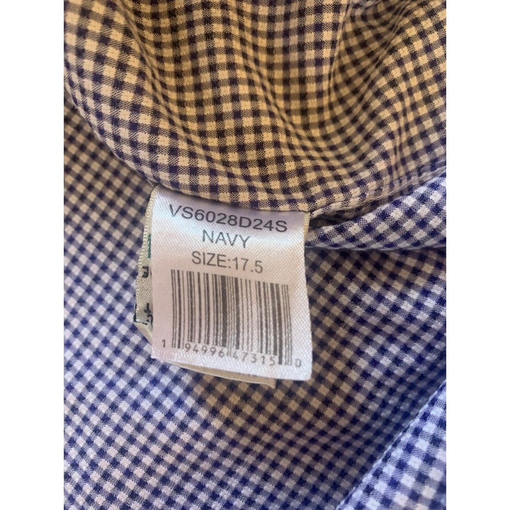 Bugatchi Shirt Men Blue Check 17.5 36-37 Classic Fit Long Sleeve - Picture 8 of 11